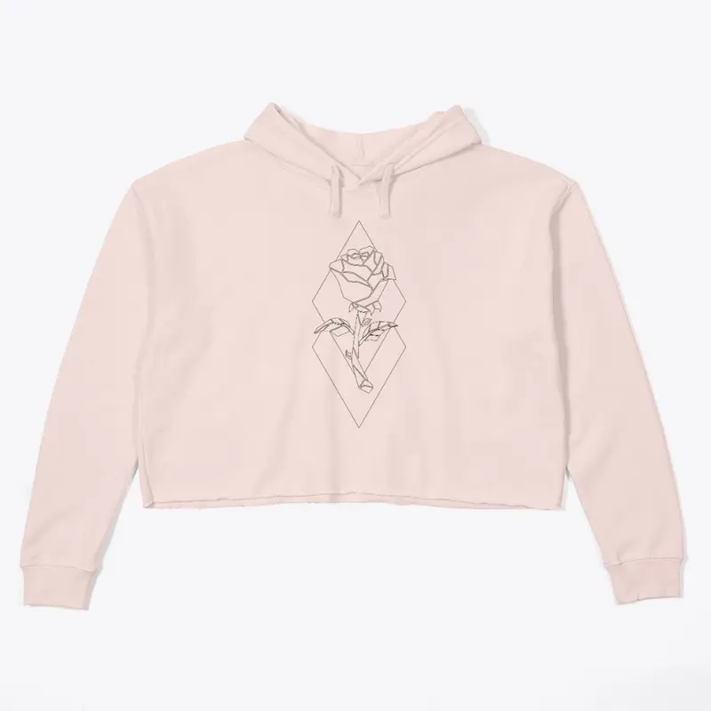 Women's Crop Hoodie with Geometric Rose